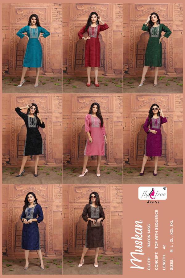 Fly Free Muskan Beautiful Rayon Embroidery Kurti